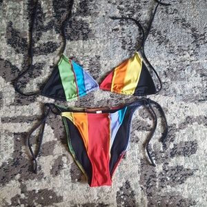 Rainbow string bikini